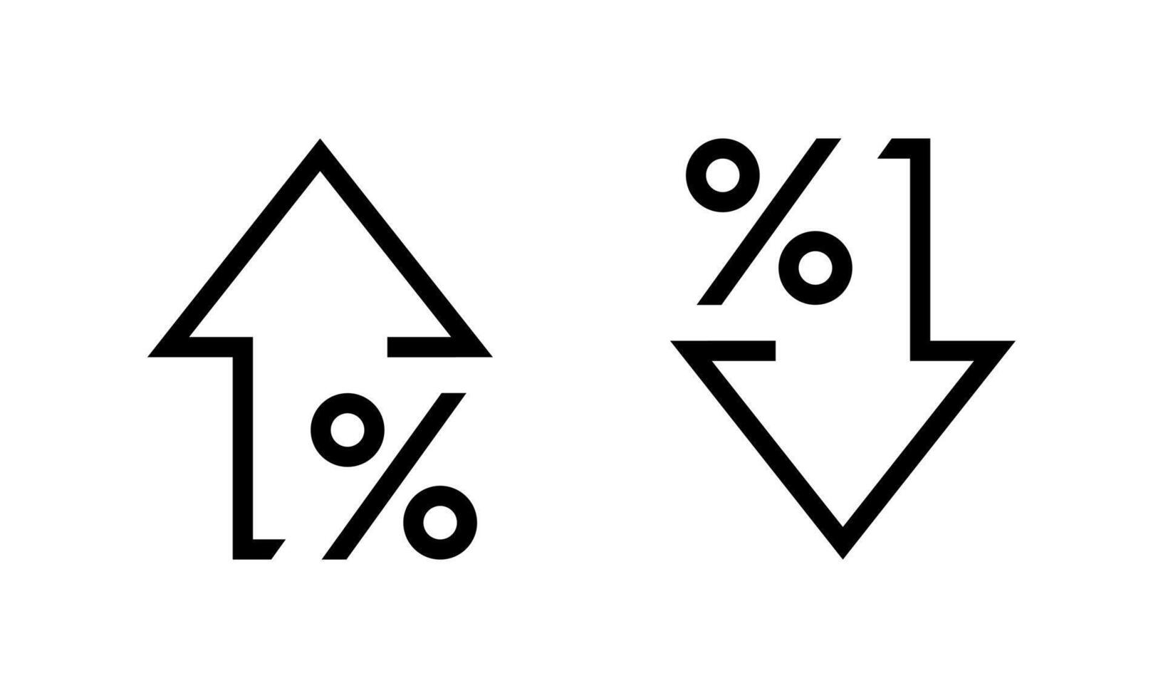 Percent arrow up and down icon. Percentage growth and decline sign symbol vector
