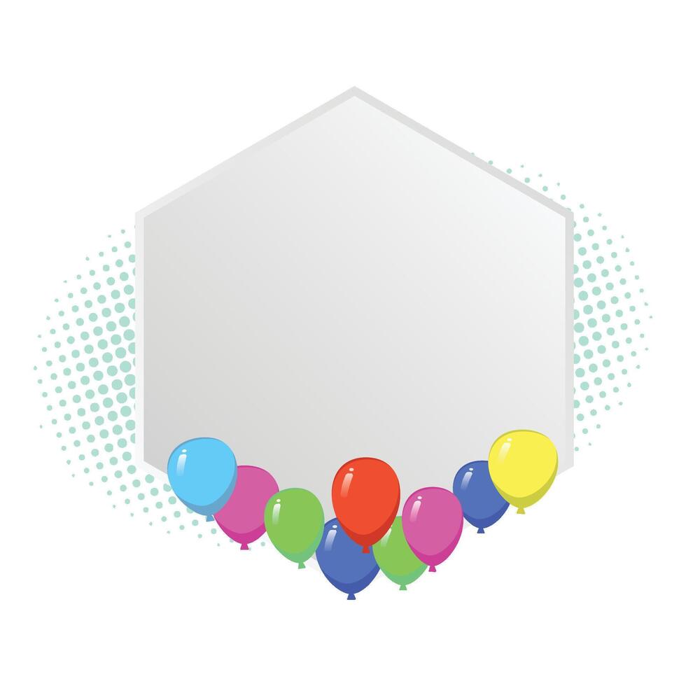 Hexagon frame with Colorful Balloons Descoration vector