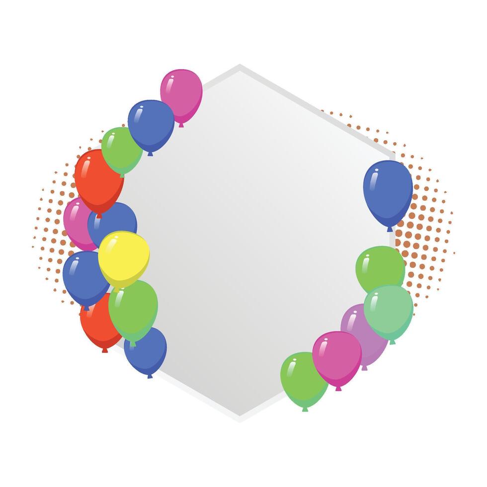 Colorful Balloon on white Hexagon frame vector