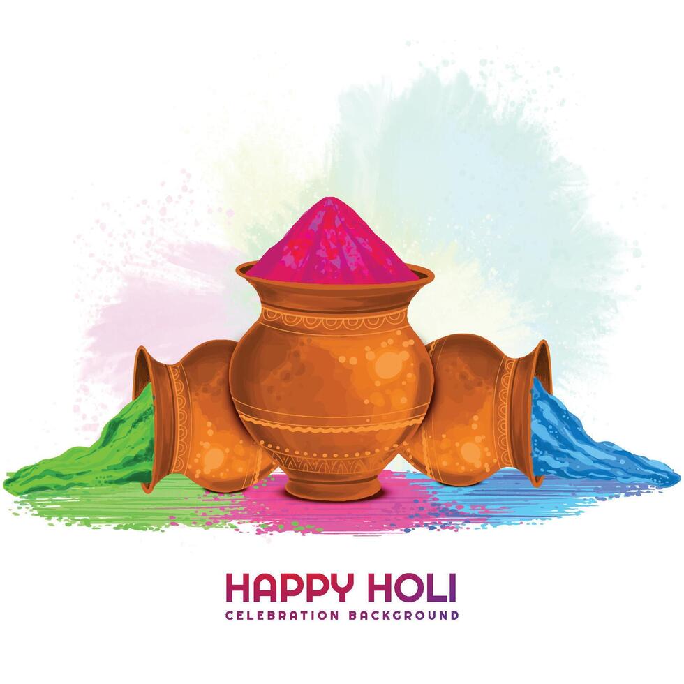 Happy Holi festival colorful celebration card vector