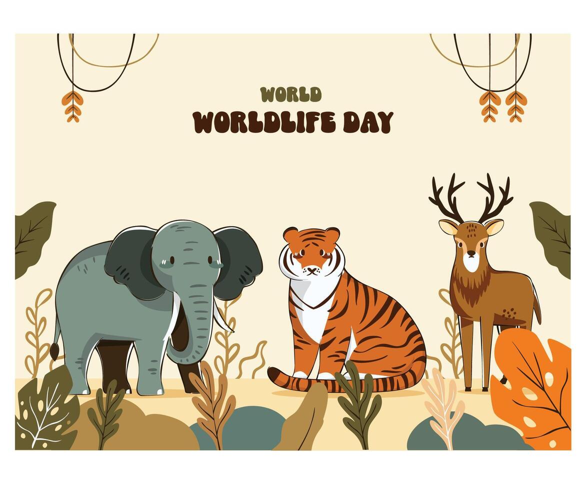 Celebrating World Wildlife Day with Vibrant Illustration vector