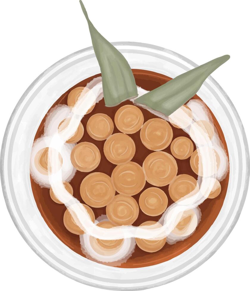 Sweet Delight Called Biji Salak, Traditional Asian Dessert with Coconut Cream vector