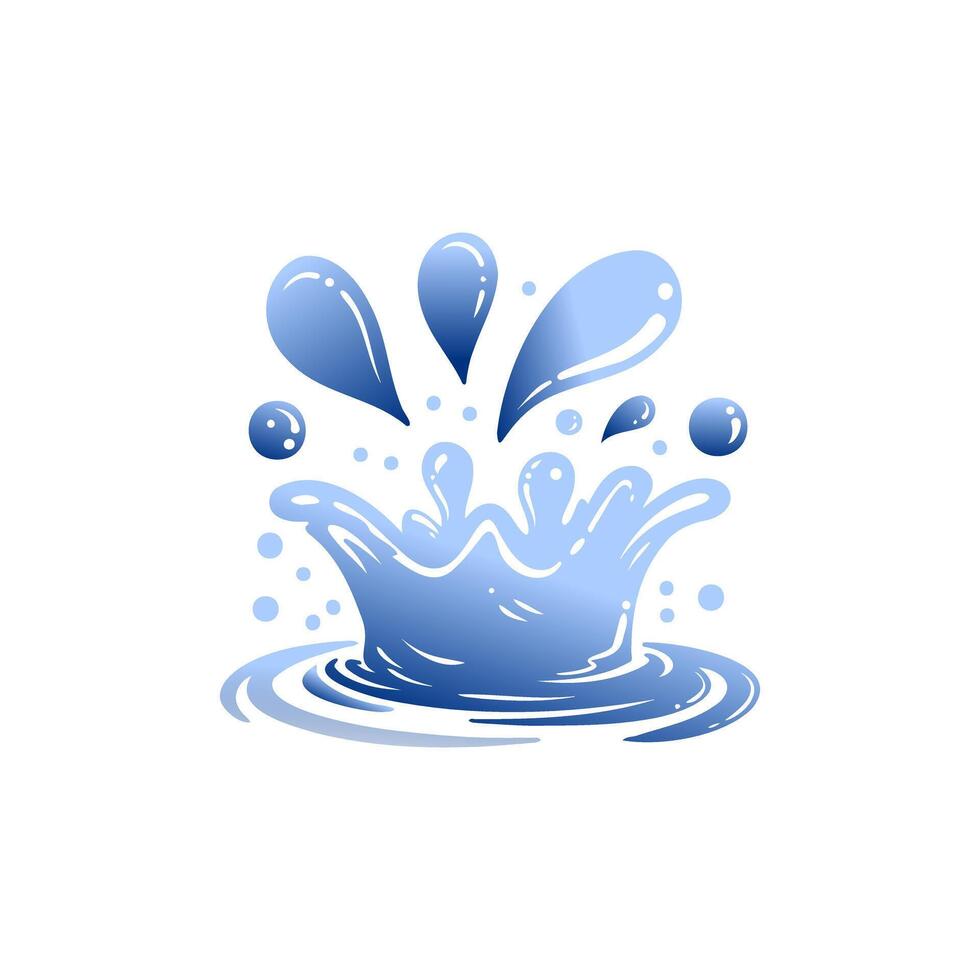 Illustration of water splash with drops and ripples vector