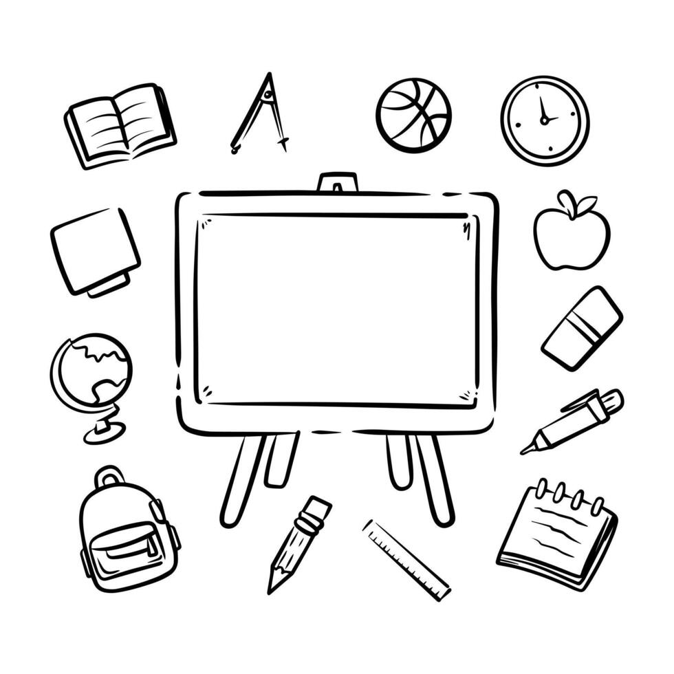 Doodle elements set with a back to school theme on a white background vector
