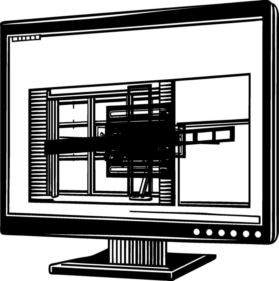 Computer Showing Software Interface on White Background Technology and UI Design Concept vector