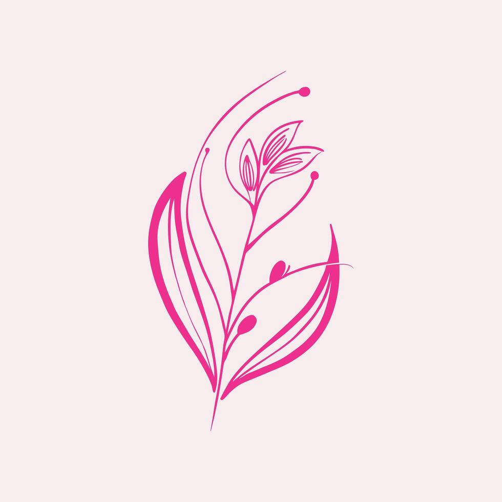 Floral Illustration Flower Line Art Elegant Botanical Drawing Minimalist Hand-Drawn Bloom vector