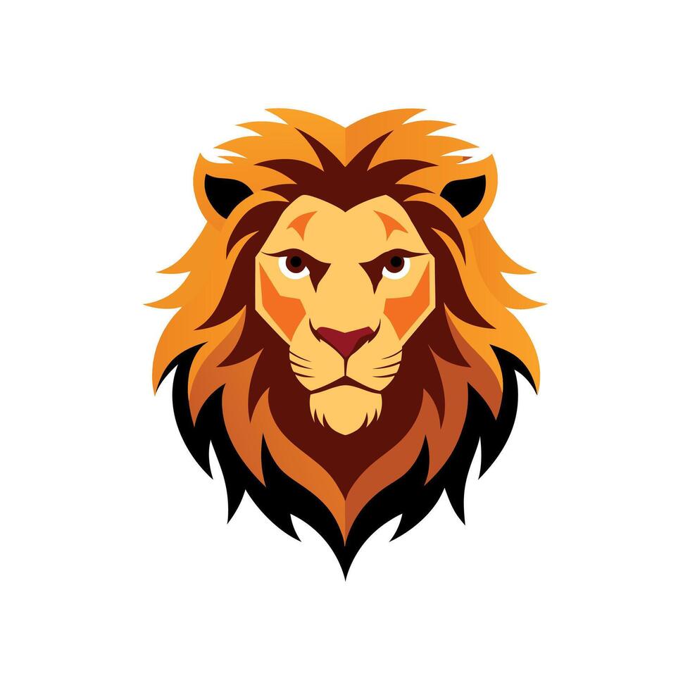 Lion Head Illustration on White Background vector