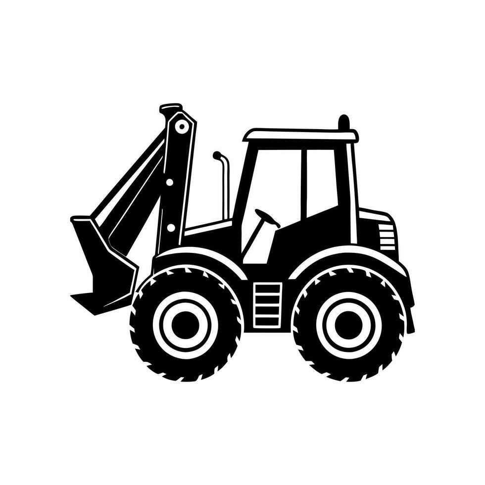 Backhoe Loader on White Background Heavy Construction Equipment vector