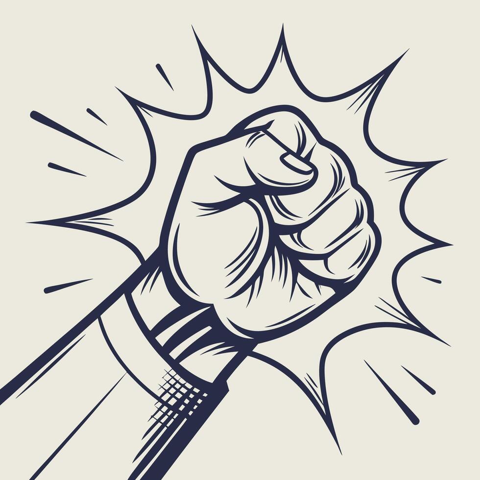 Strong Fist Punching Forward with Energy Effect vector