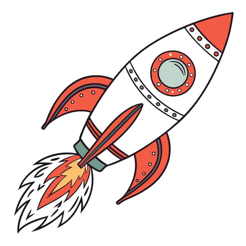 Rocket Launching with Fire and Smoke vector