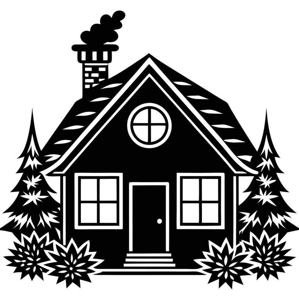 Simple Silhouette of a Classic Home Design vector