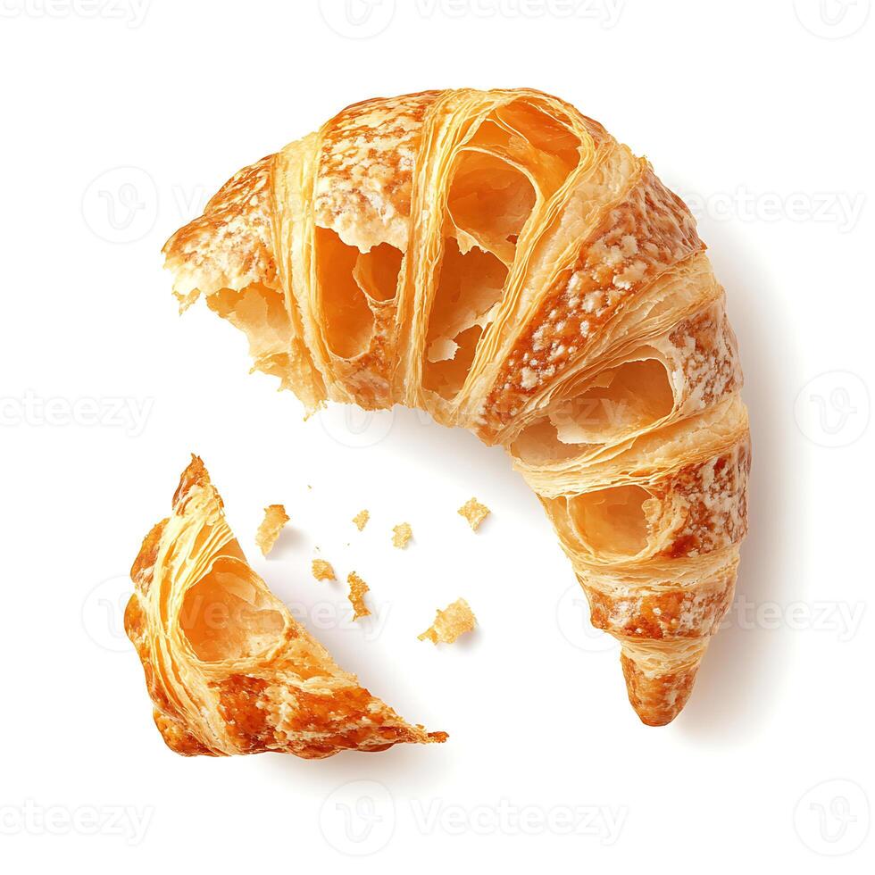Golden Croissant on White Background photo