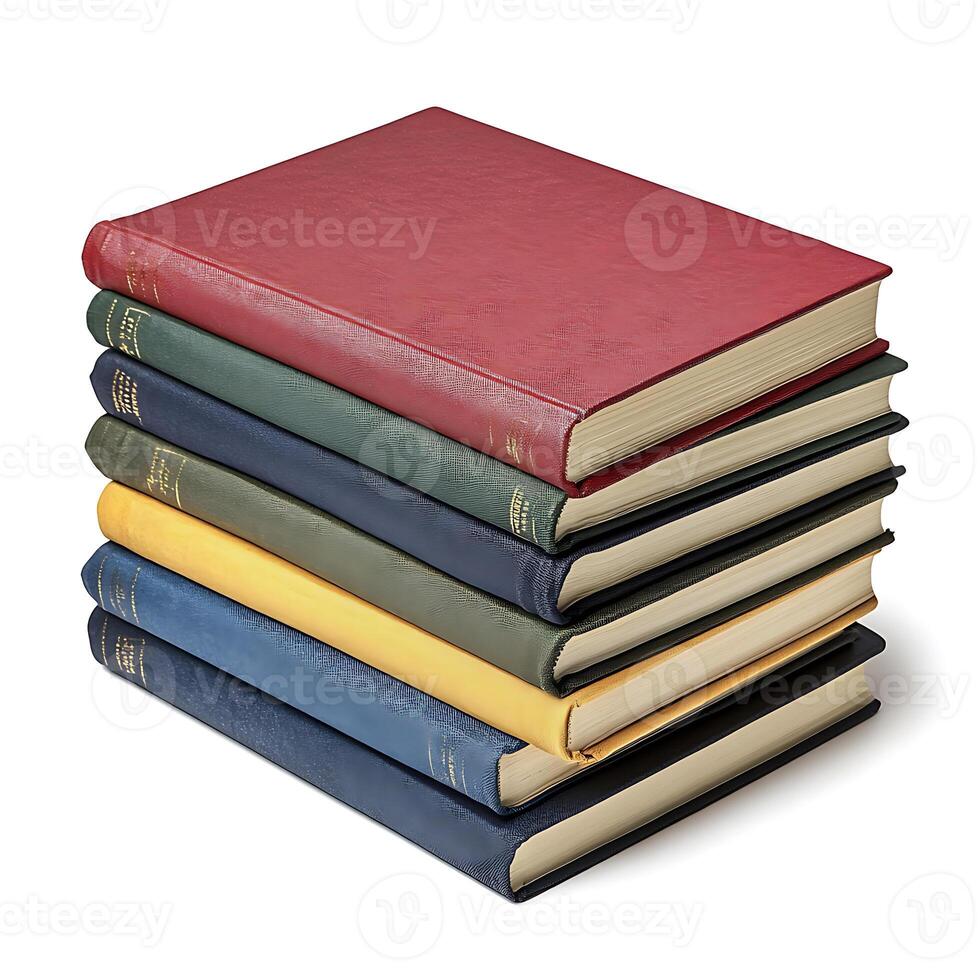 Books stack Isolated on White Background photo