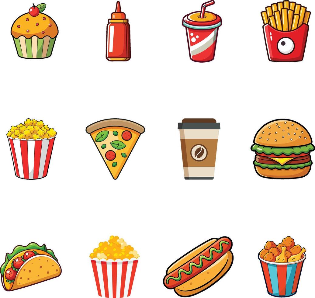 Fast Food Icon Set Collection vector