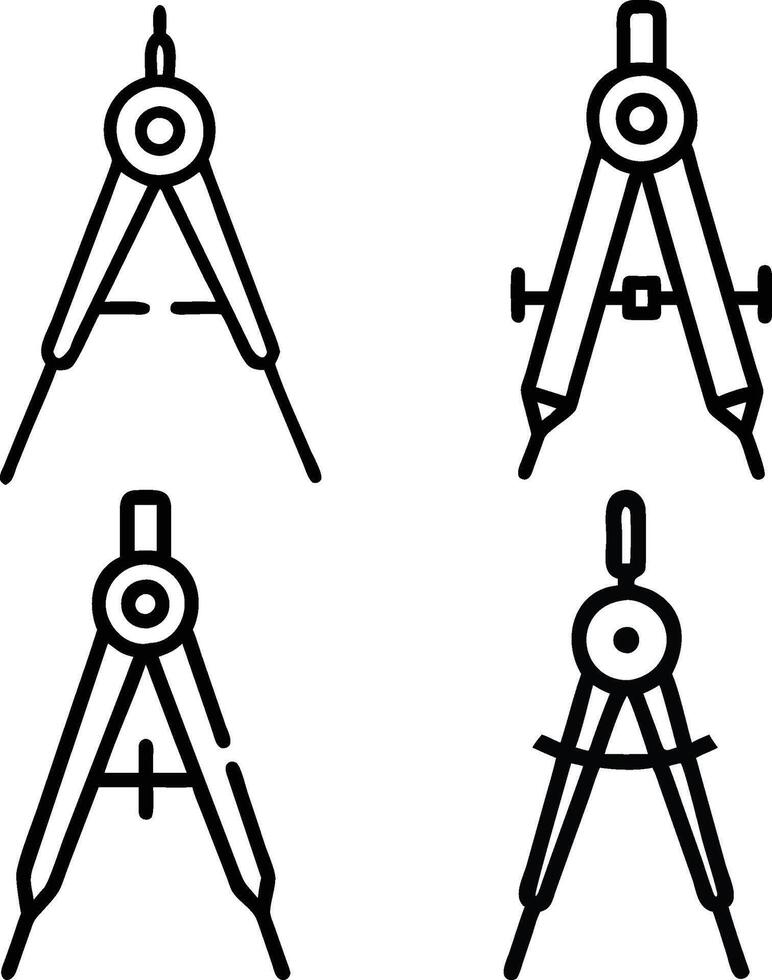 Set of Compass Tools for Drawing and Geometry vector