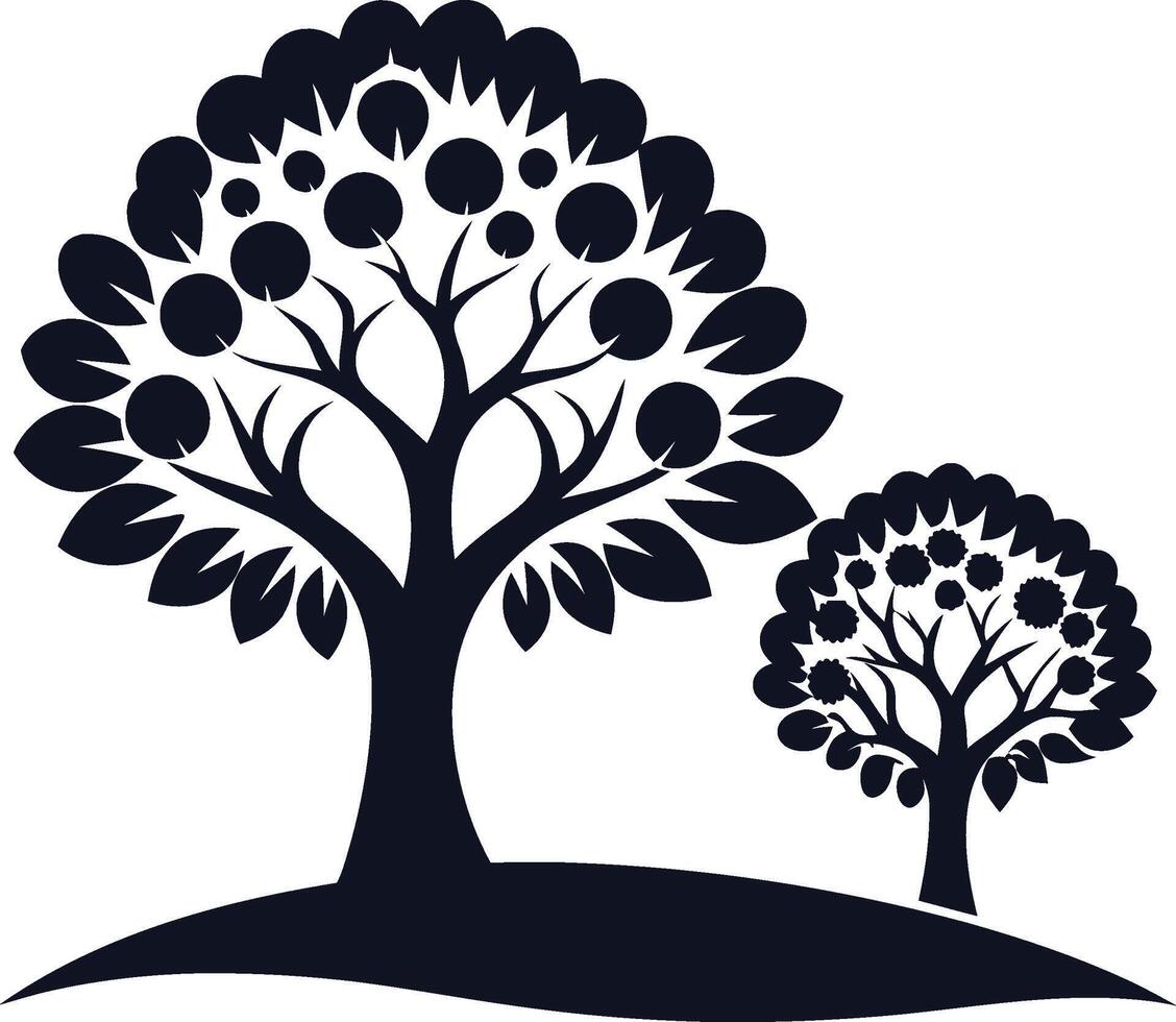 Trees with Circular Leaves Icon Set vector