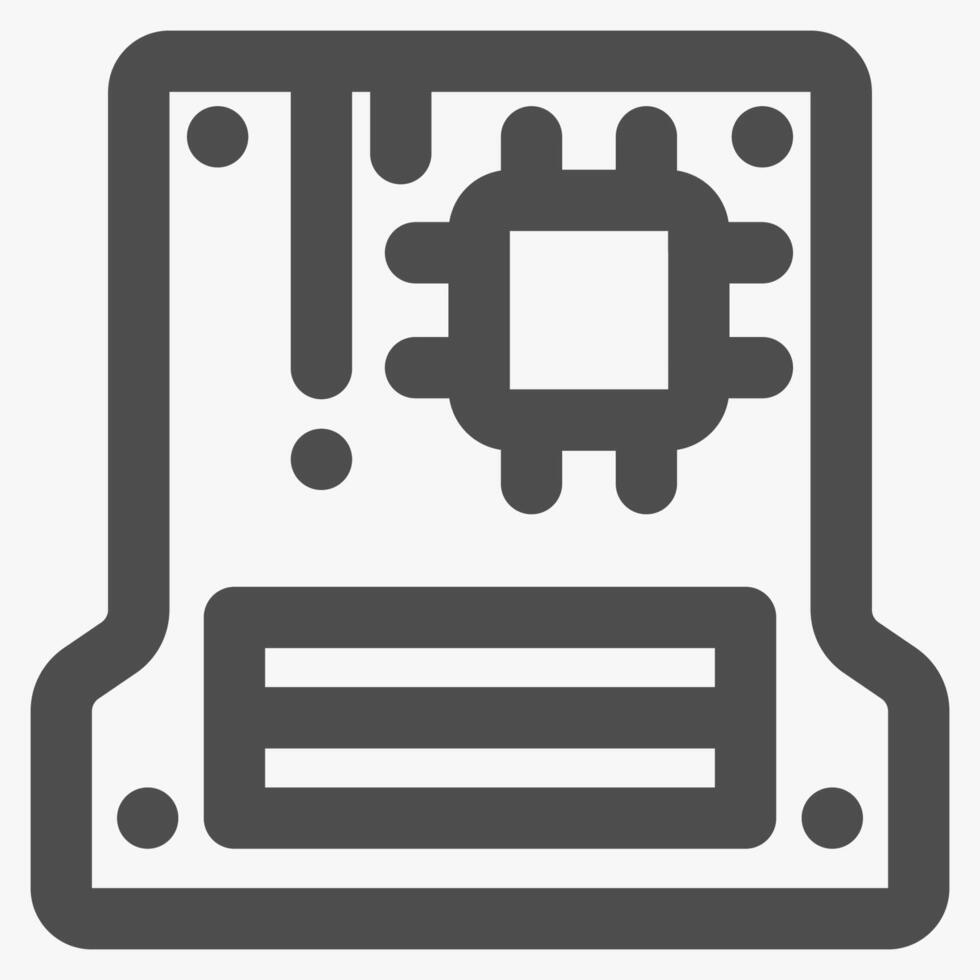 motherboard, simple computer hardware icons vector