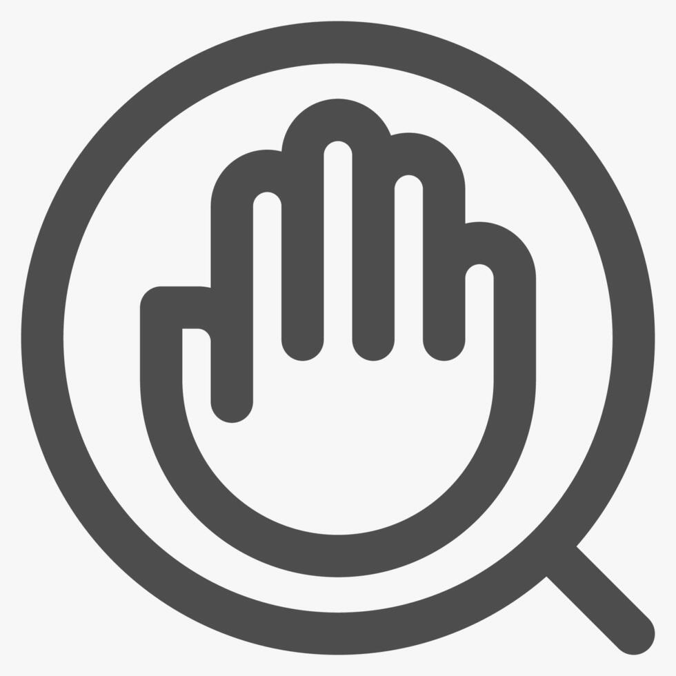 hand and magnifying, magnifying glass symbol and tools vector