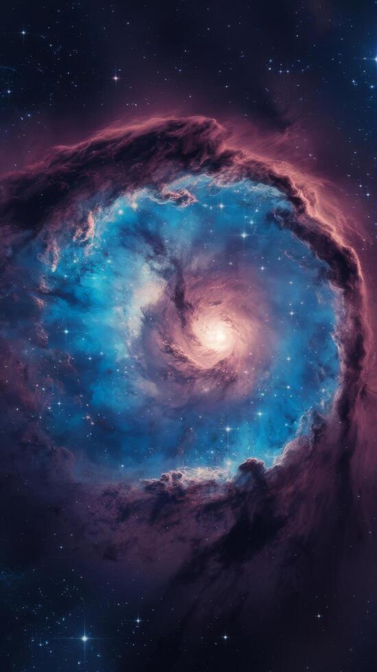 The nebula in space with stars and blue and red photo