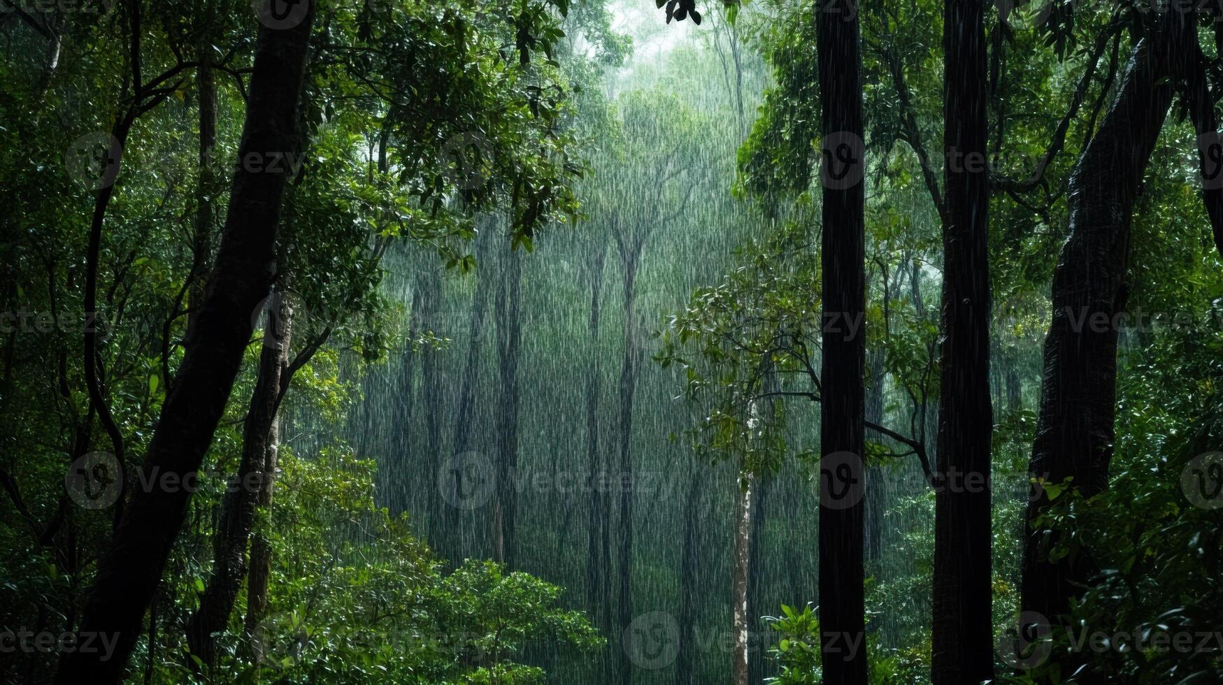 A forest with trees and green foliage photo