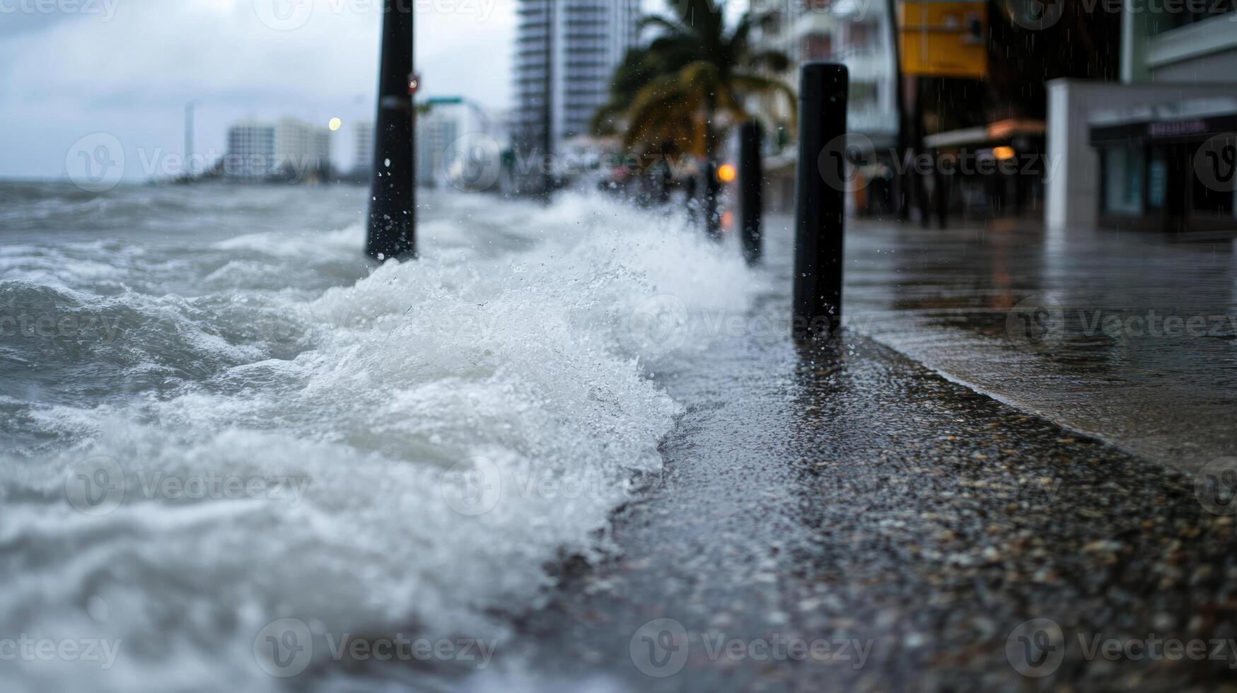 A view of the ocean with waves crashing into the shore photo