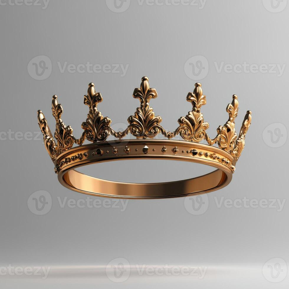 Golden crown on a gray background photo