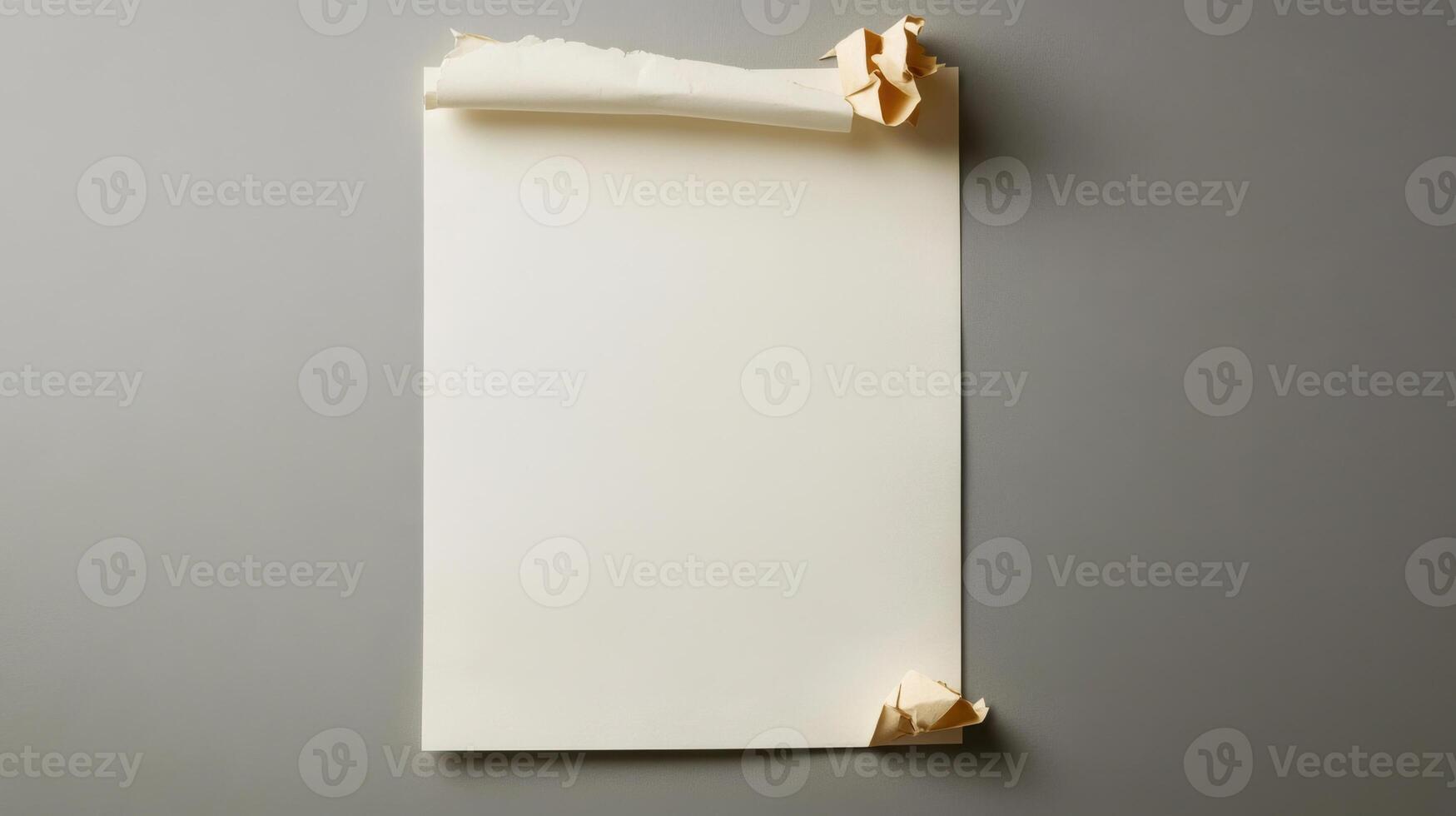 Blank paper with crumpled edges, ready for notes or reminders photo
