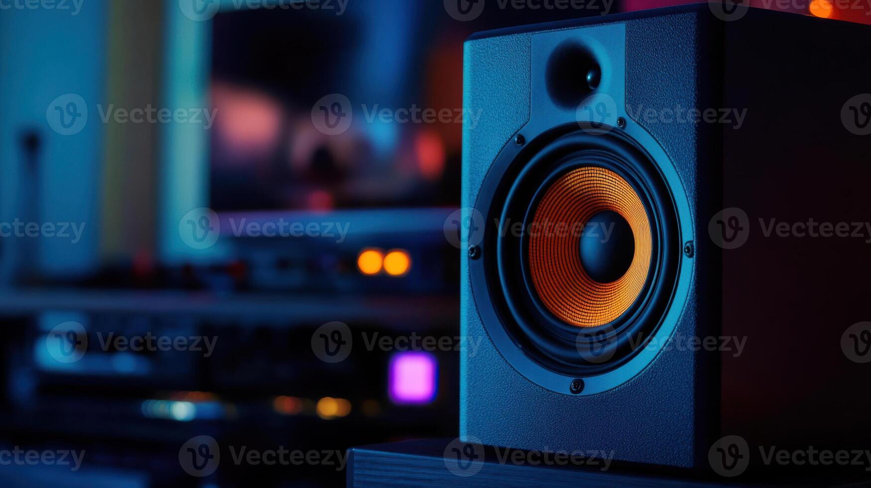 High quality speaker with vibrant sound in modern setting photo