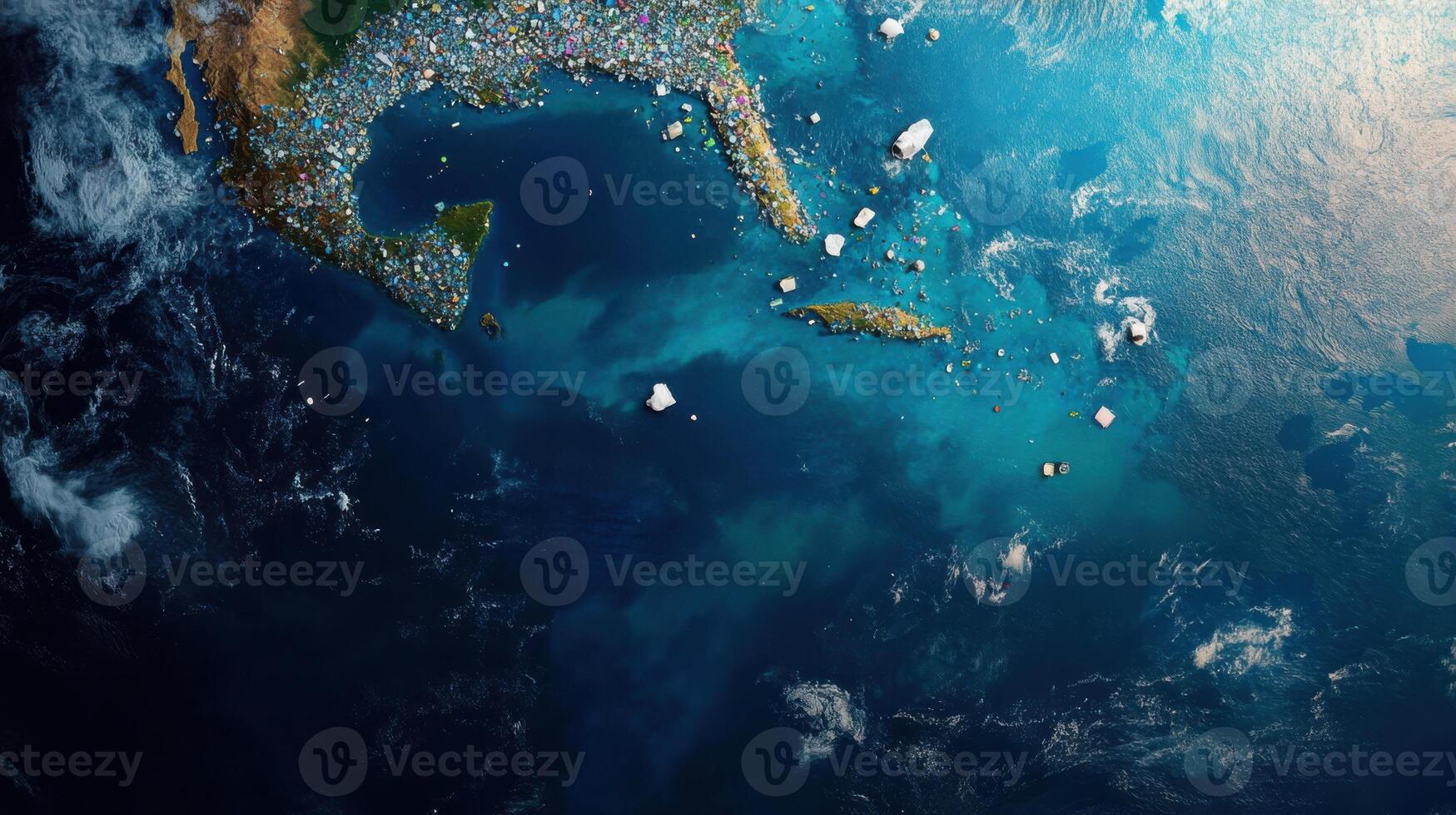 Massive ocean pollution visible from satellite image photo