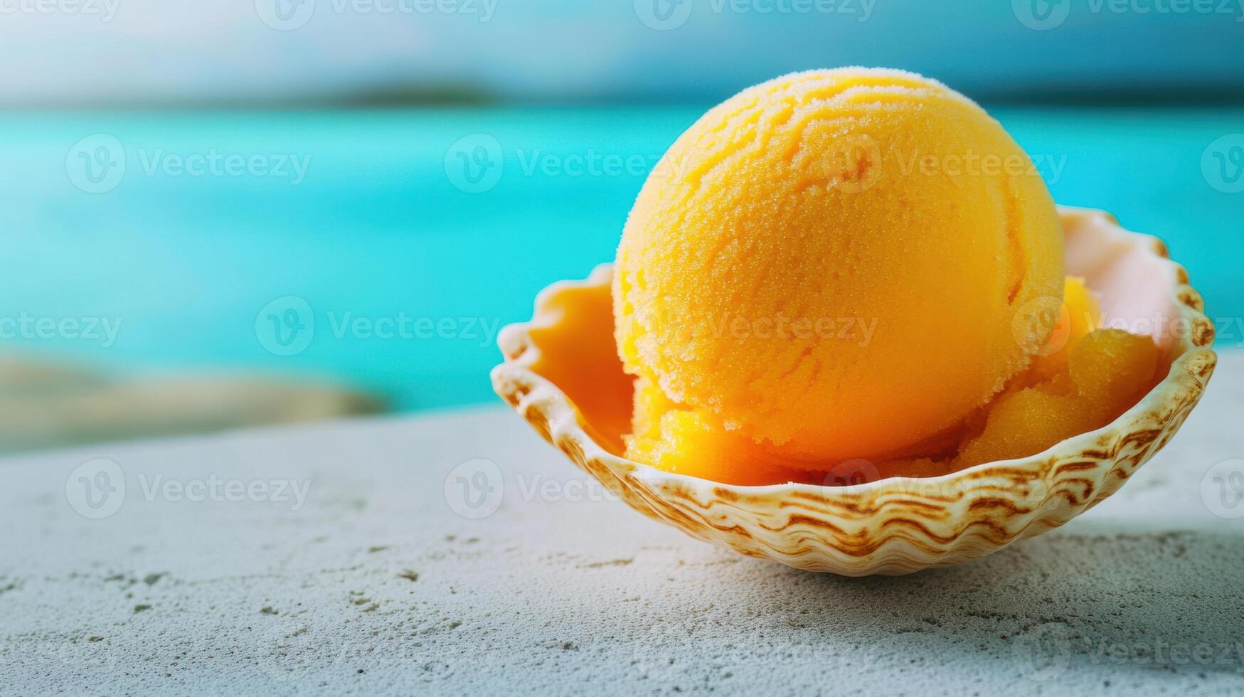 A bowl of ice cream sitting on a table photo