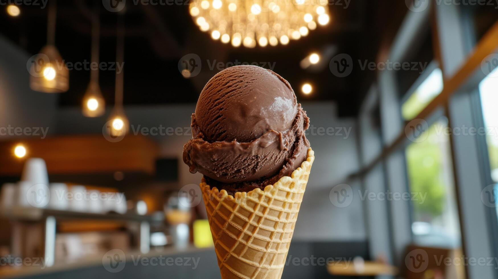A chocolate ice cream cone photo