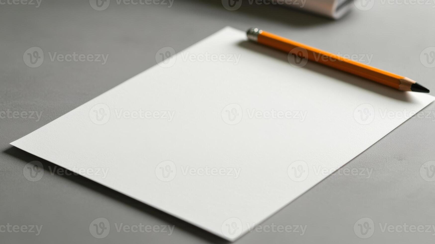 A white sheet of paper with an orange pencil on top photo