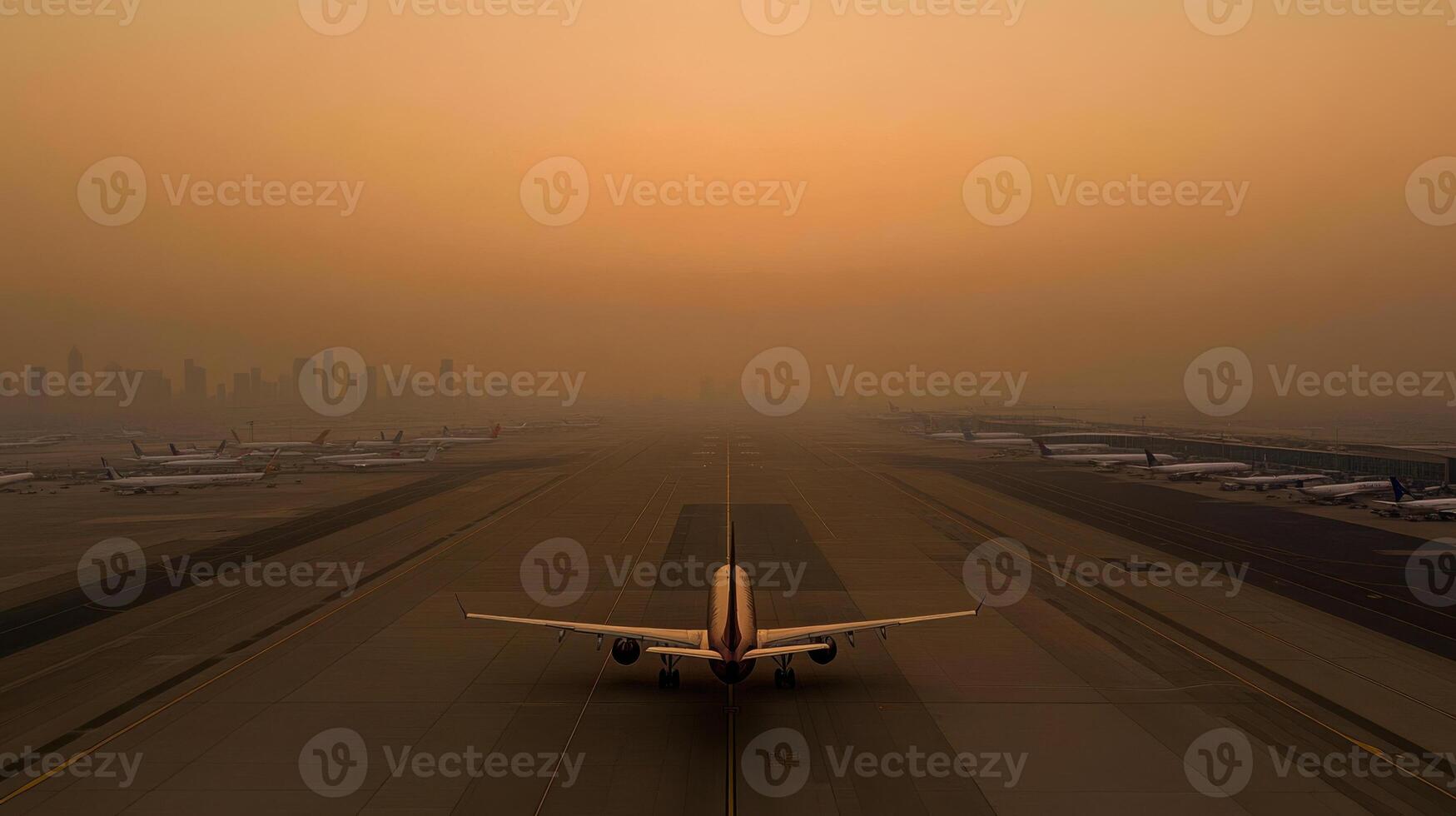 A plane on the runway photo