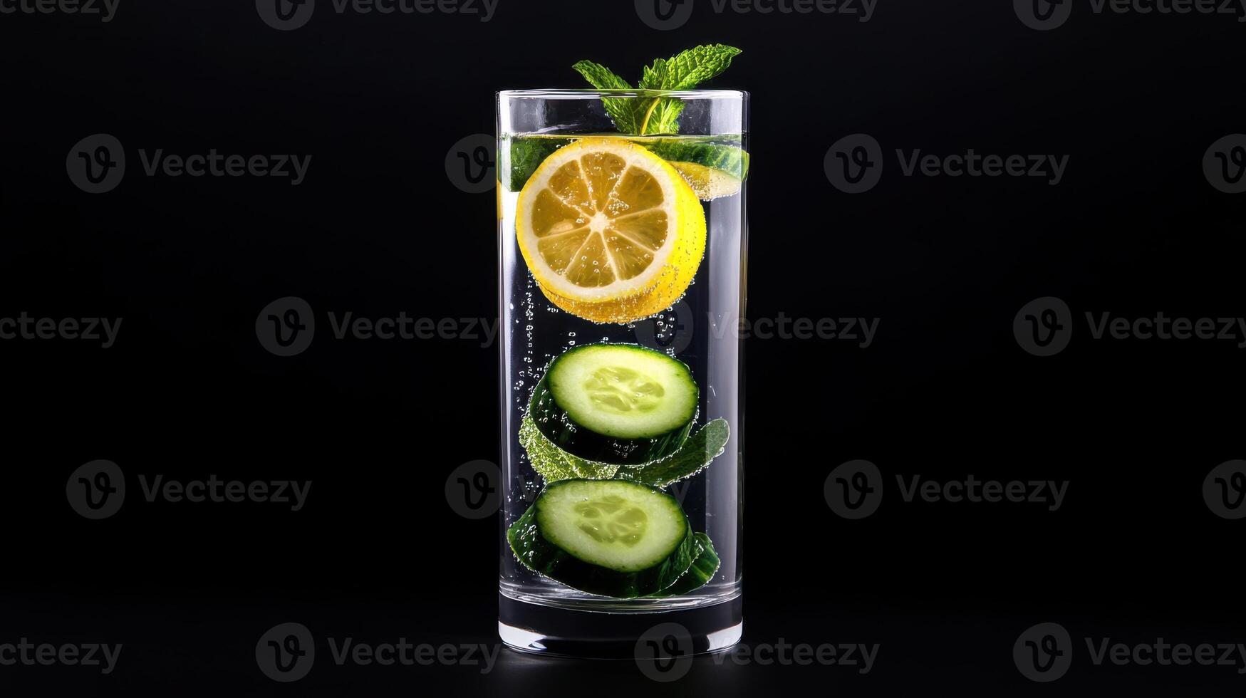 Refreshing detox water with lemon, cucumber, and mint photo