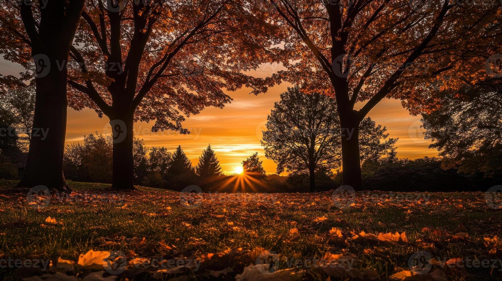 Autumn sunset in the park photo