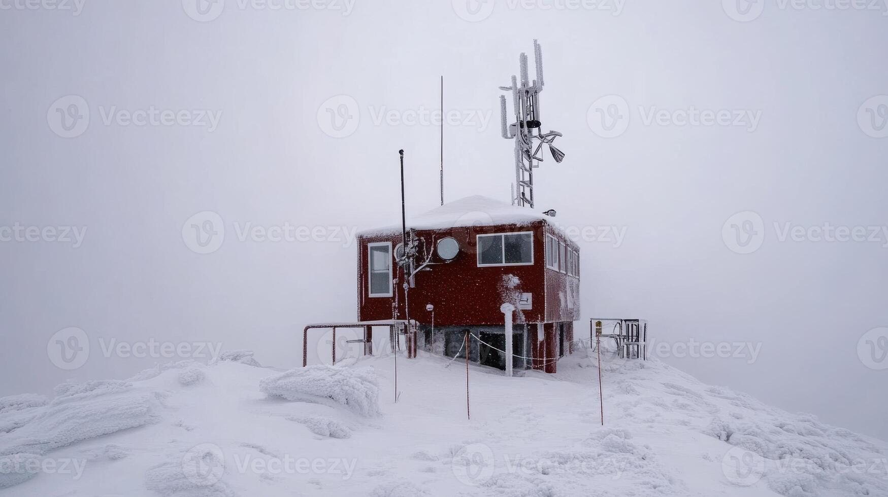 research station in Arctic storm with heavy snow photo