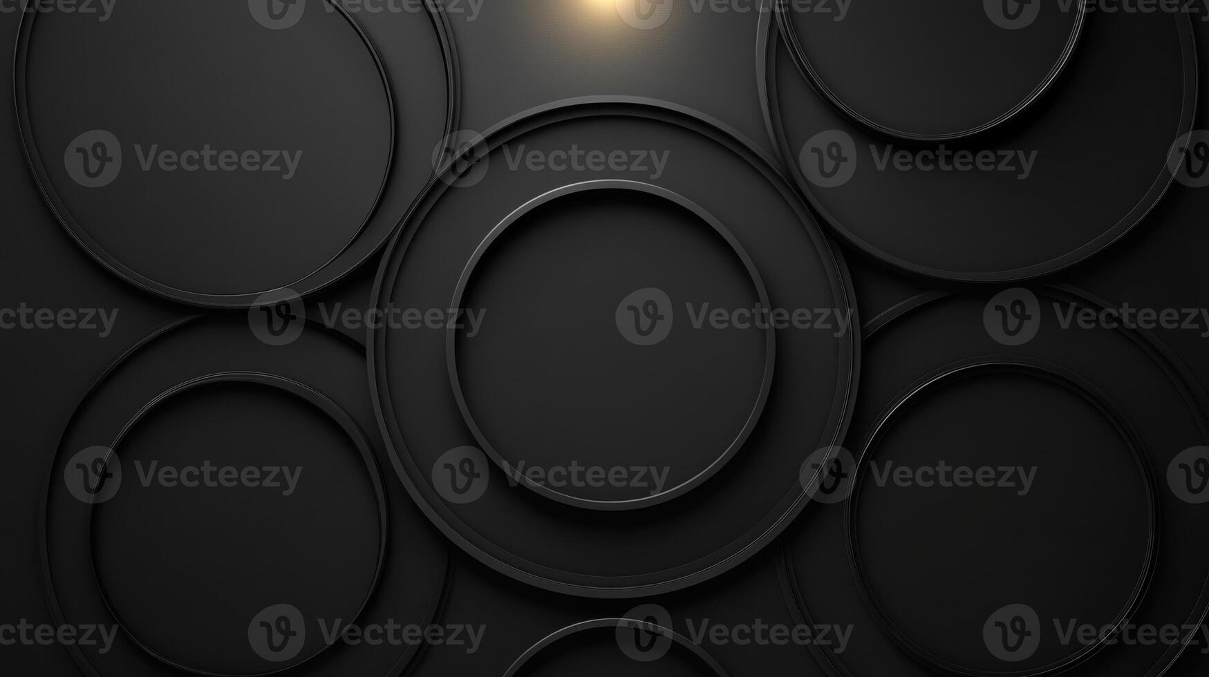 Geometric black circles on dark background with soft lighting photo