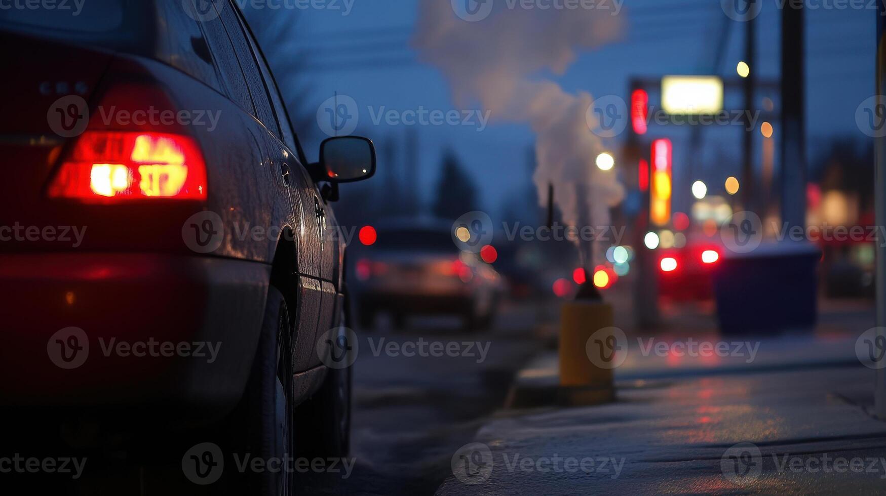 A car is driving down the street photo