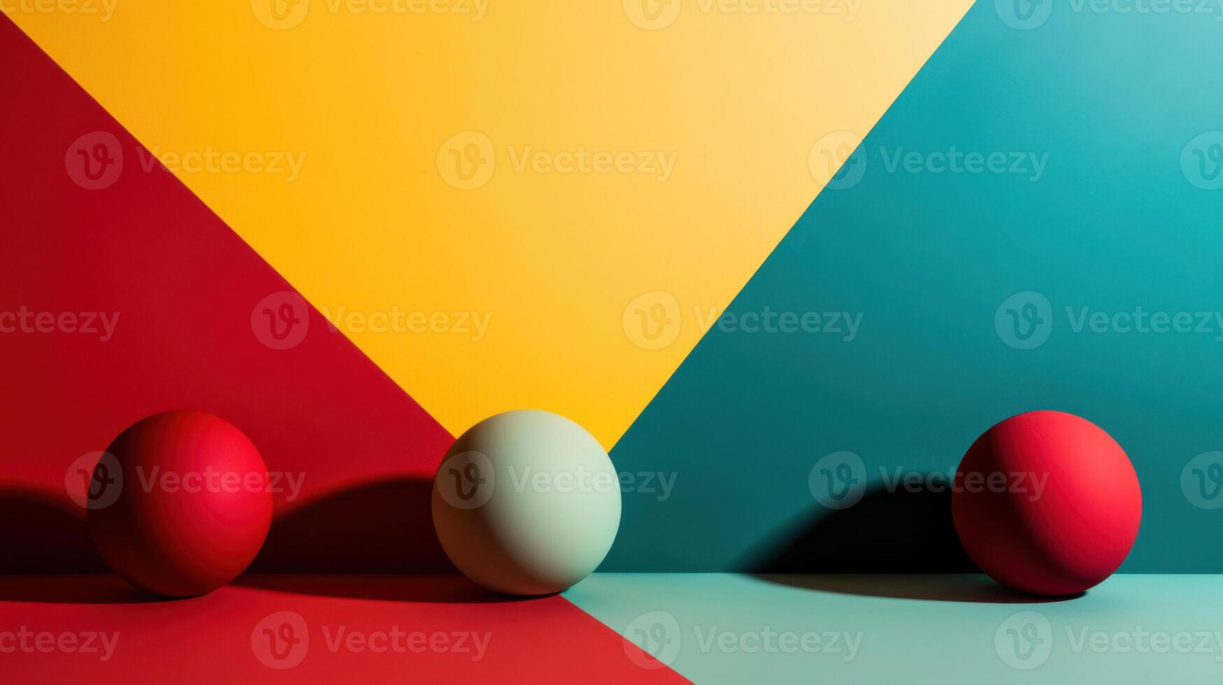 Colorful abstract geometric forms with vibrant spheres photo