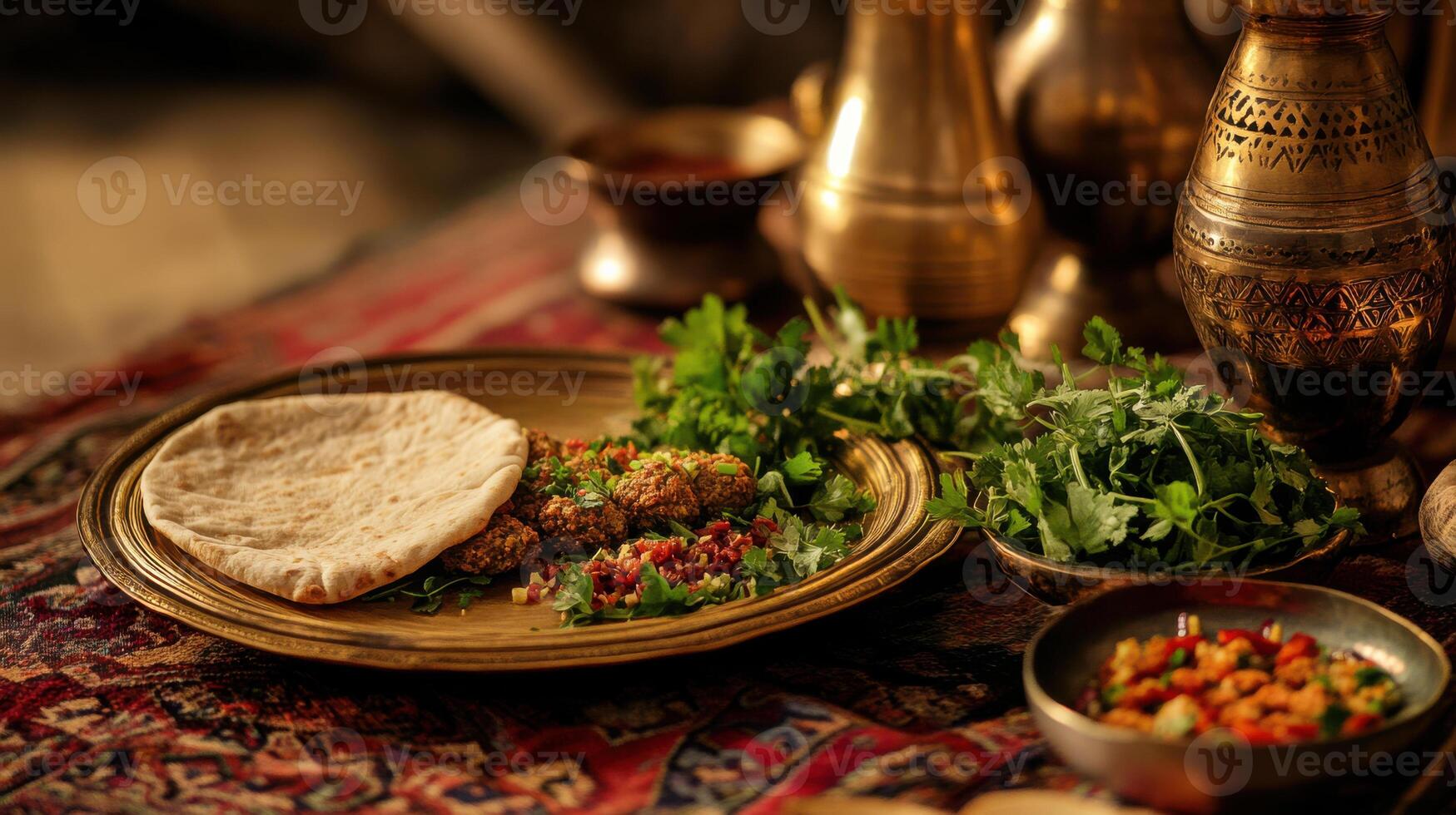 A plate of food sitting on a table photo