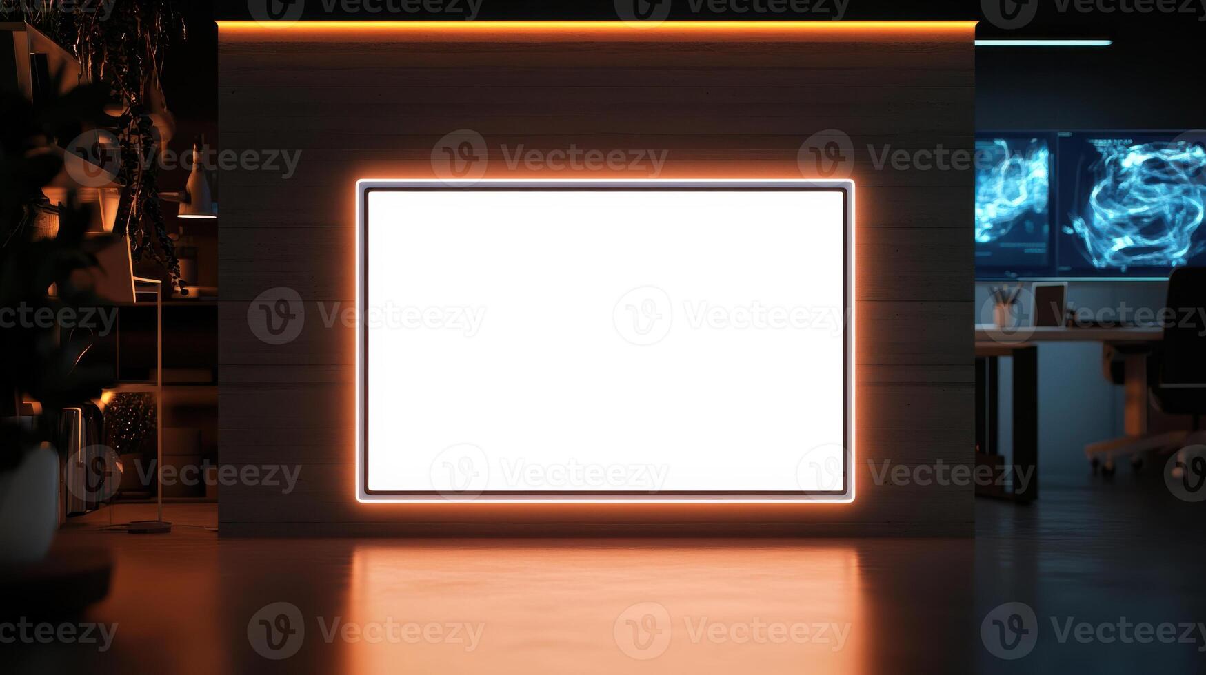 modern LED frame with white center in stylish room photo