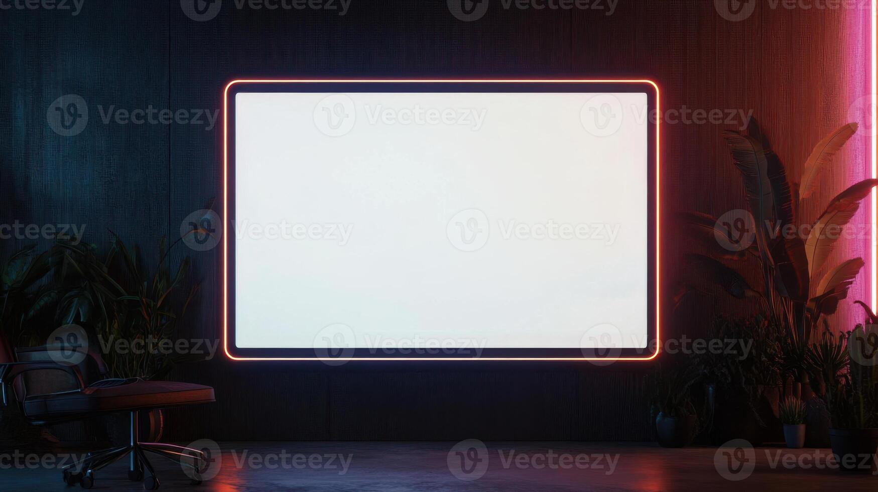 modern digital screen frame in stylish interior photo