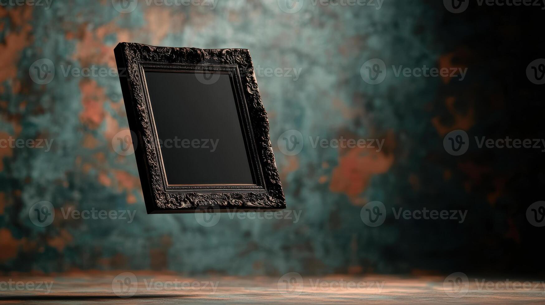 Floating picture frame with dark background and texture photo