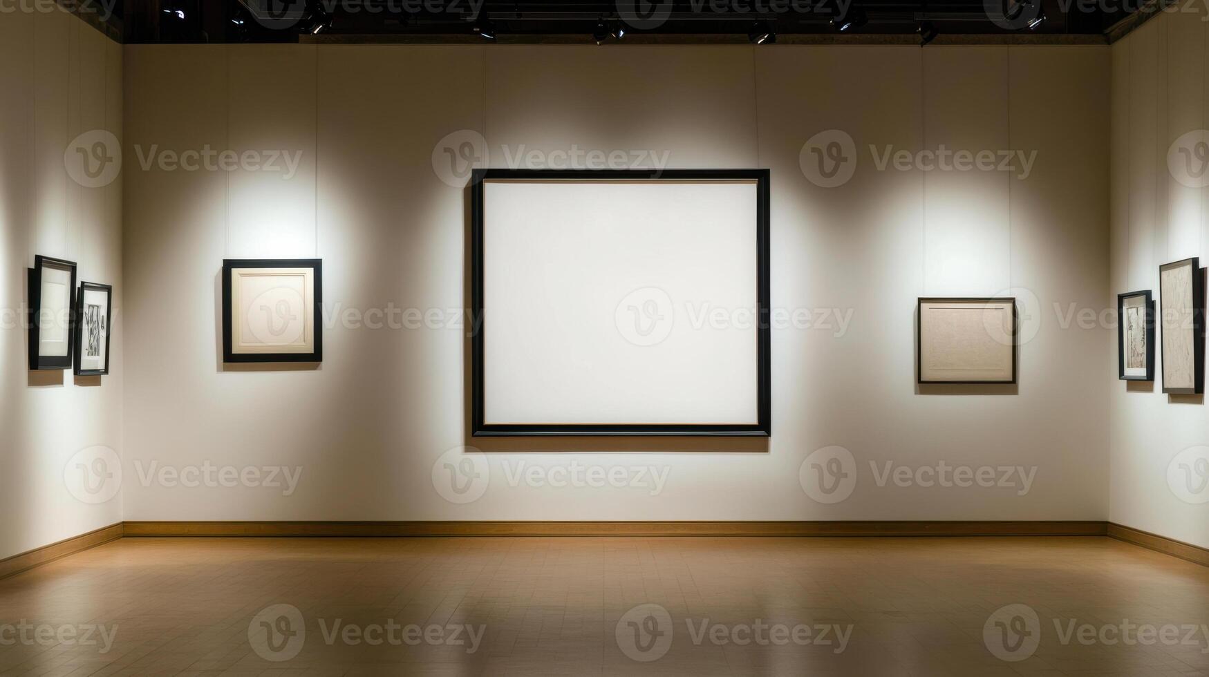 Empty picture frame in art gallery with surrounding frames photo