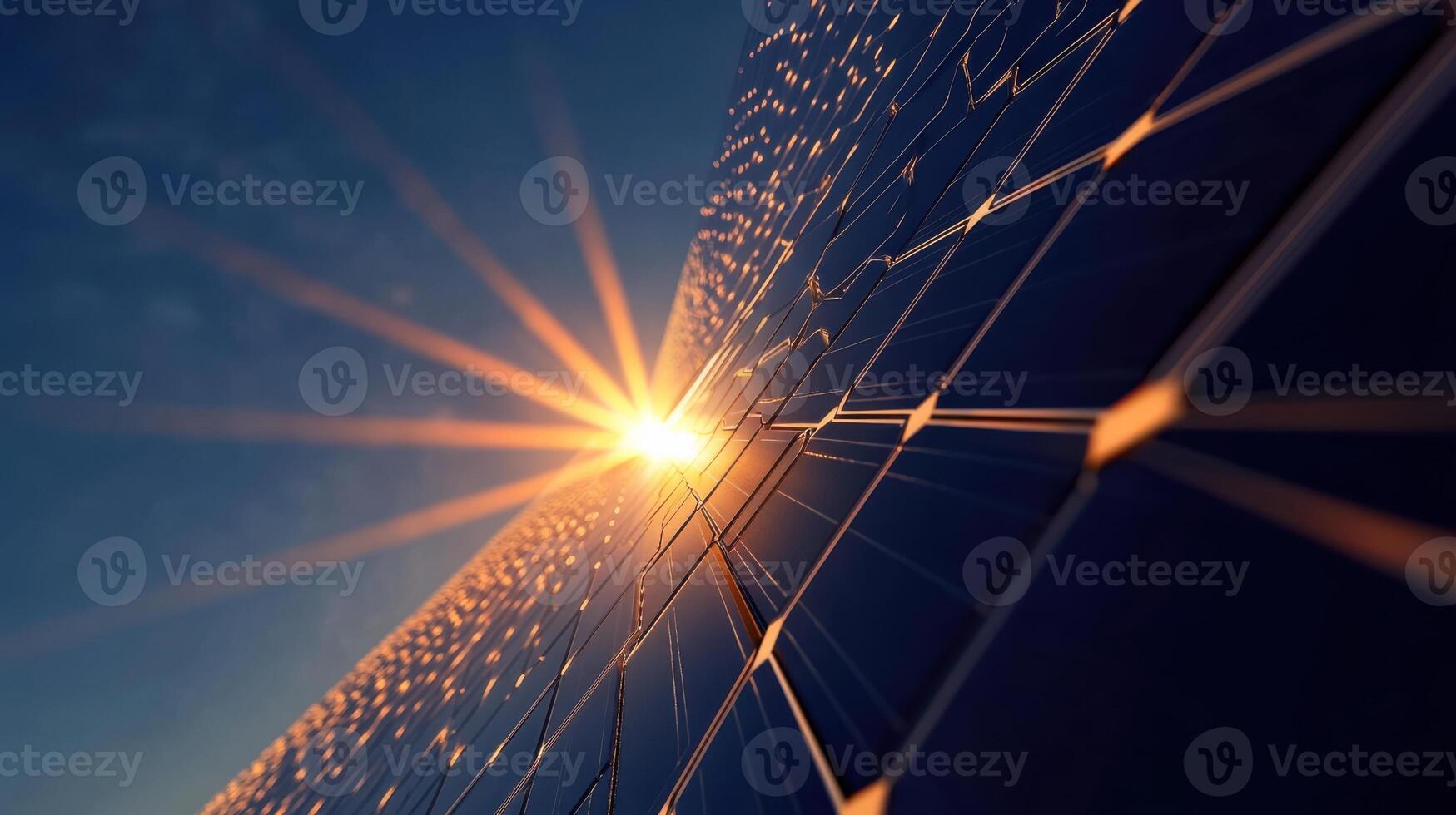 solar panel reflecting sunlight in clear sky photo