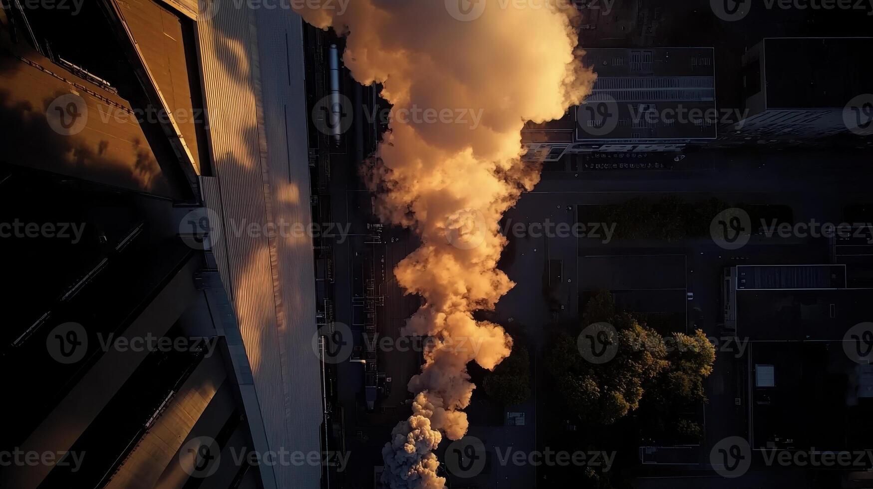 A view of a steam train coming out of the city photo