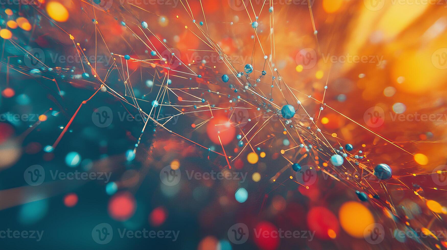Abstract background of network of dots and bubbles photo