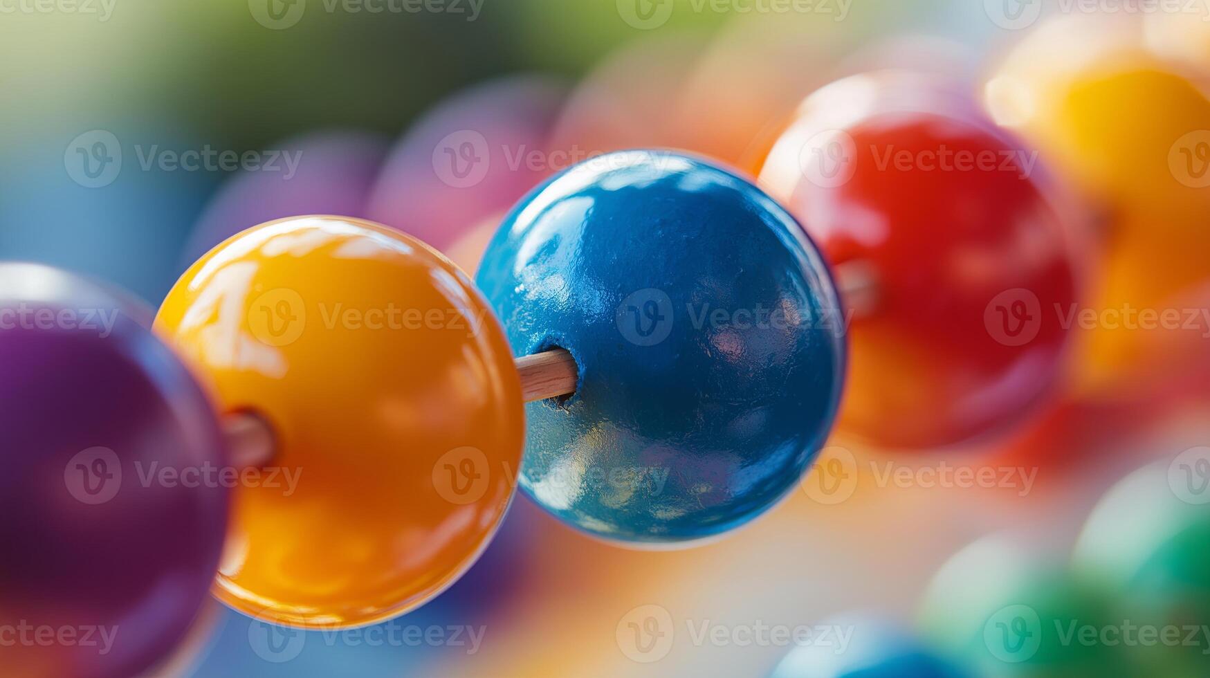A close-up of colorful beads used for sensory play, fine motor skill improvement, and cognitive development in young children. photo