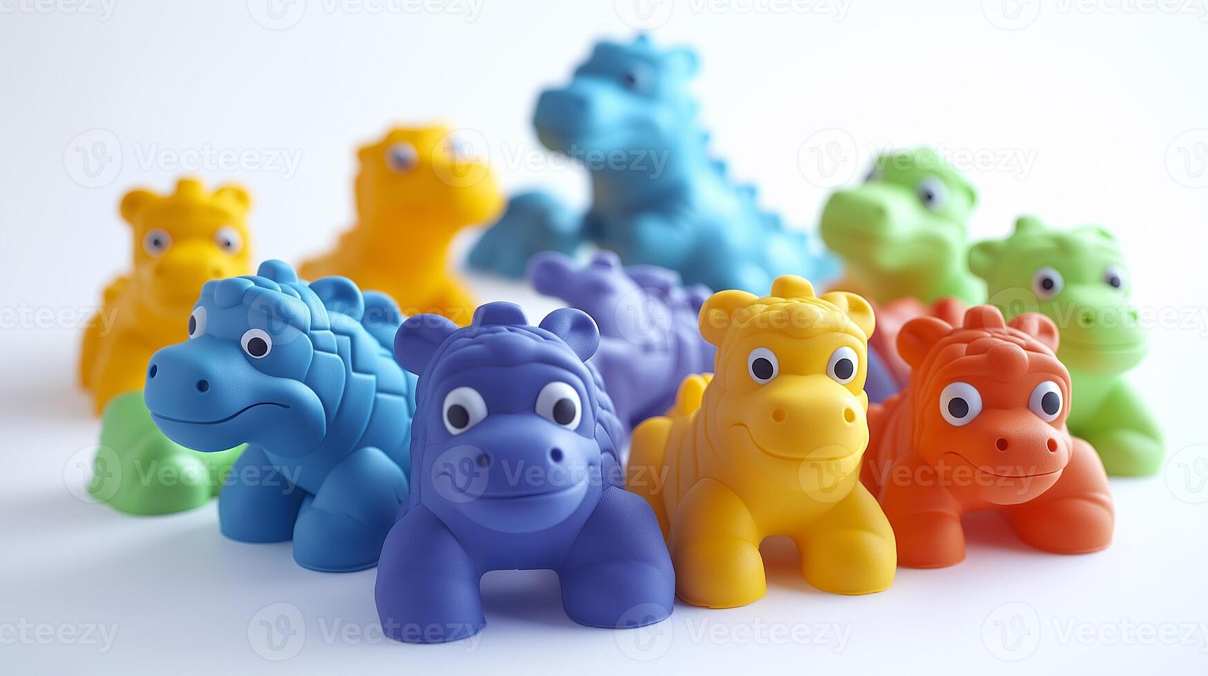 A set of fun, colorful animal-shaped toys designed for toddlers, helping develop cognitive and motor skills through interactive play. photo