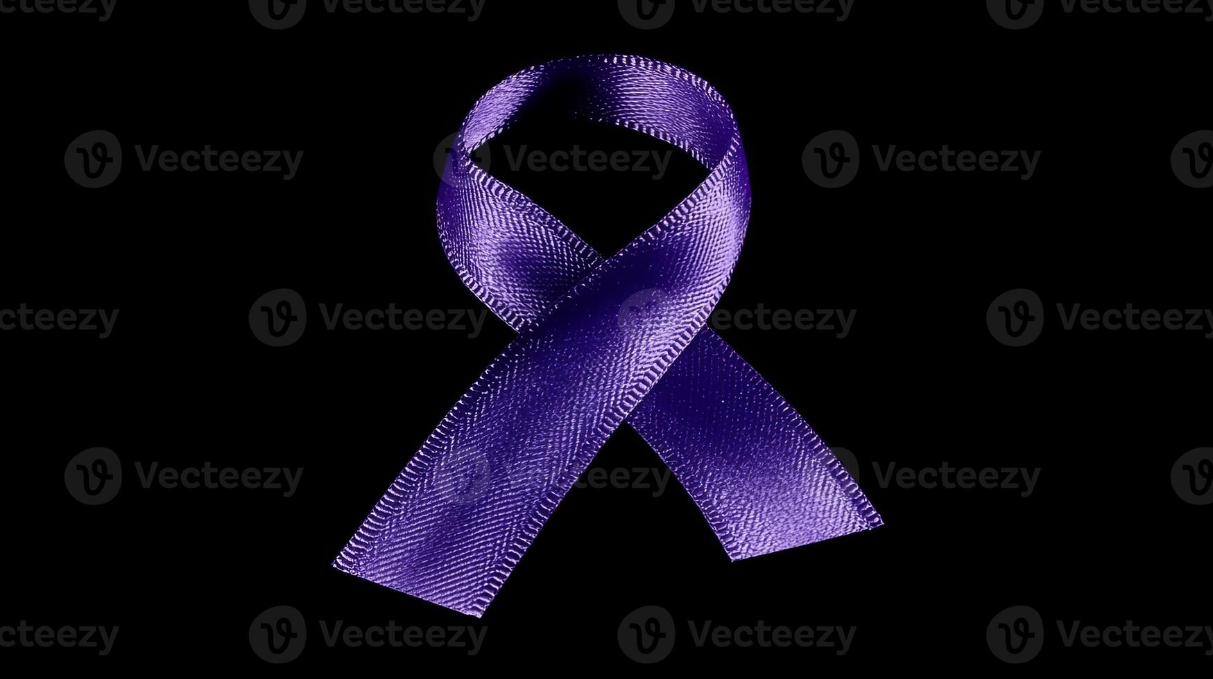 A striking purple ribbon against a deep black background, emphasizing awareness, advocacy, and remembrance for various causes. photo